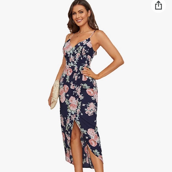 Amazon Dresses & Skirts - Blue/Pink Floral Wedding Guest Dress
